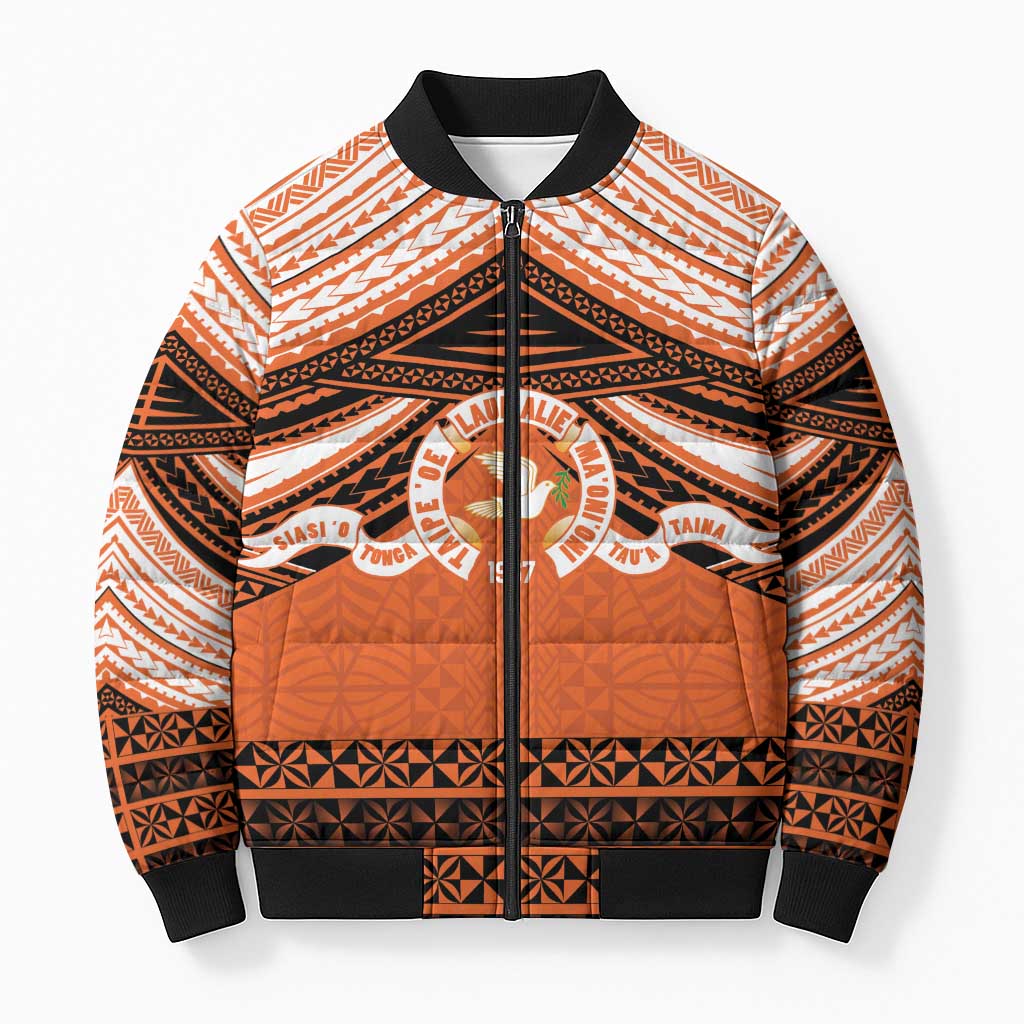 Personalised Tonga Tailulu College Bomber Puffer Jacket Polynesian Ngatu Tribal - Polynesian Pride