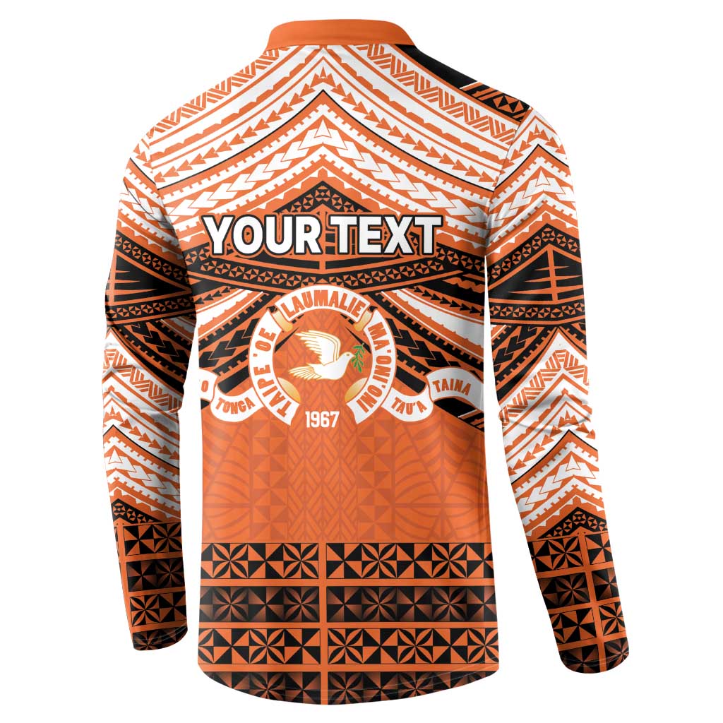 Personalised Tonga Tailulu College Button Sweatshirt Polynesian Ngatu Tribal