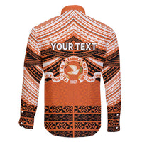 Personalised Tonga Tailulu College Family Matching Long Sleeve Bodycon Dress and Hawaiian Shirt Polynesian Ngatu Tribal