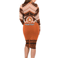 Personalised Tonga Tailulu College Family Matching Long Sleeve Bodycon Dress and Hawaiian Shirt Polynesian Ngatu Tribal