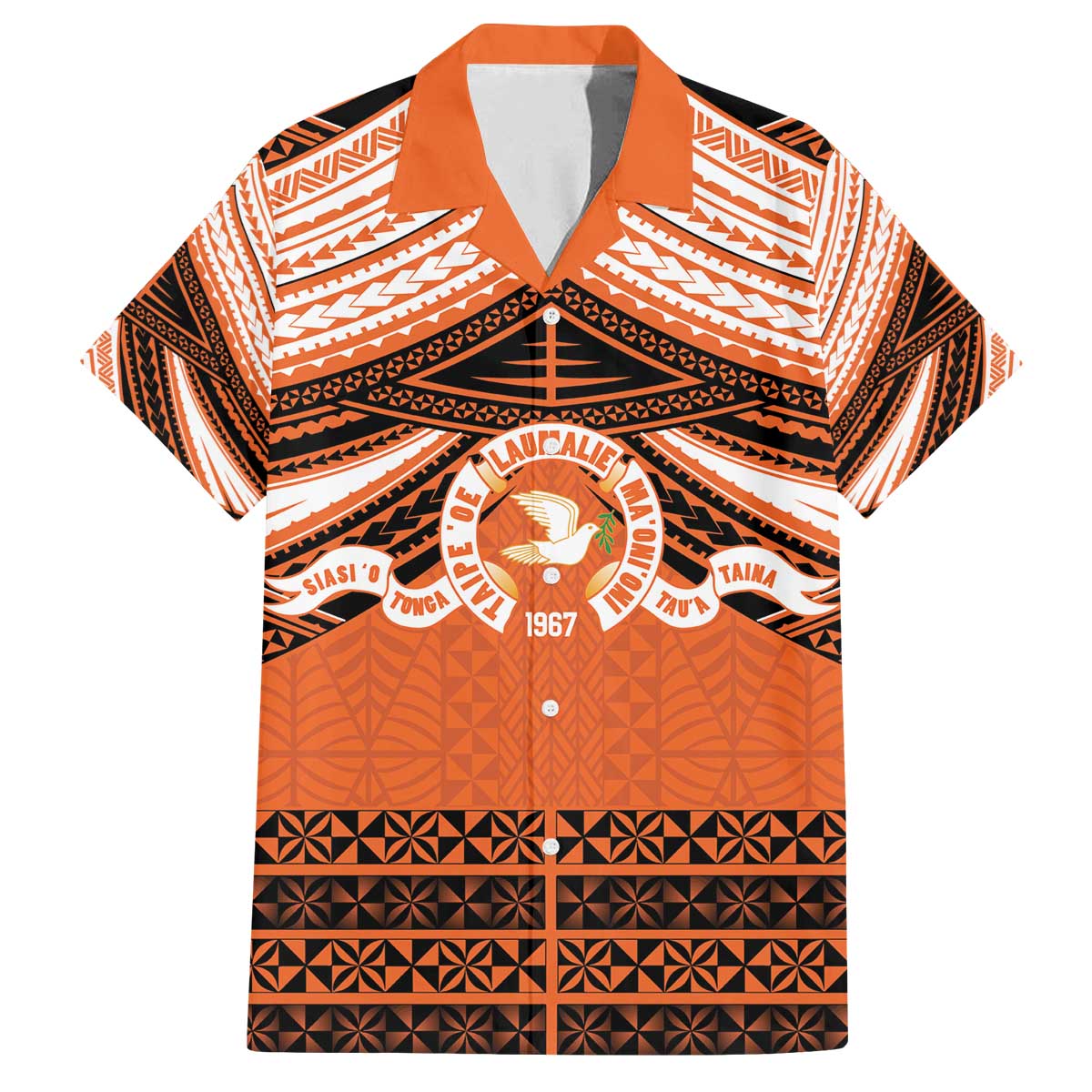 Personalised Tonga Tailulu College Family Matching Off The Shoulder Long Sleeve Dress and Hawaiian Shirt Polynesian Ngatu Tribal