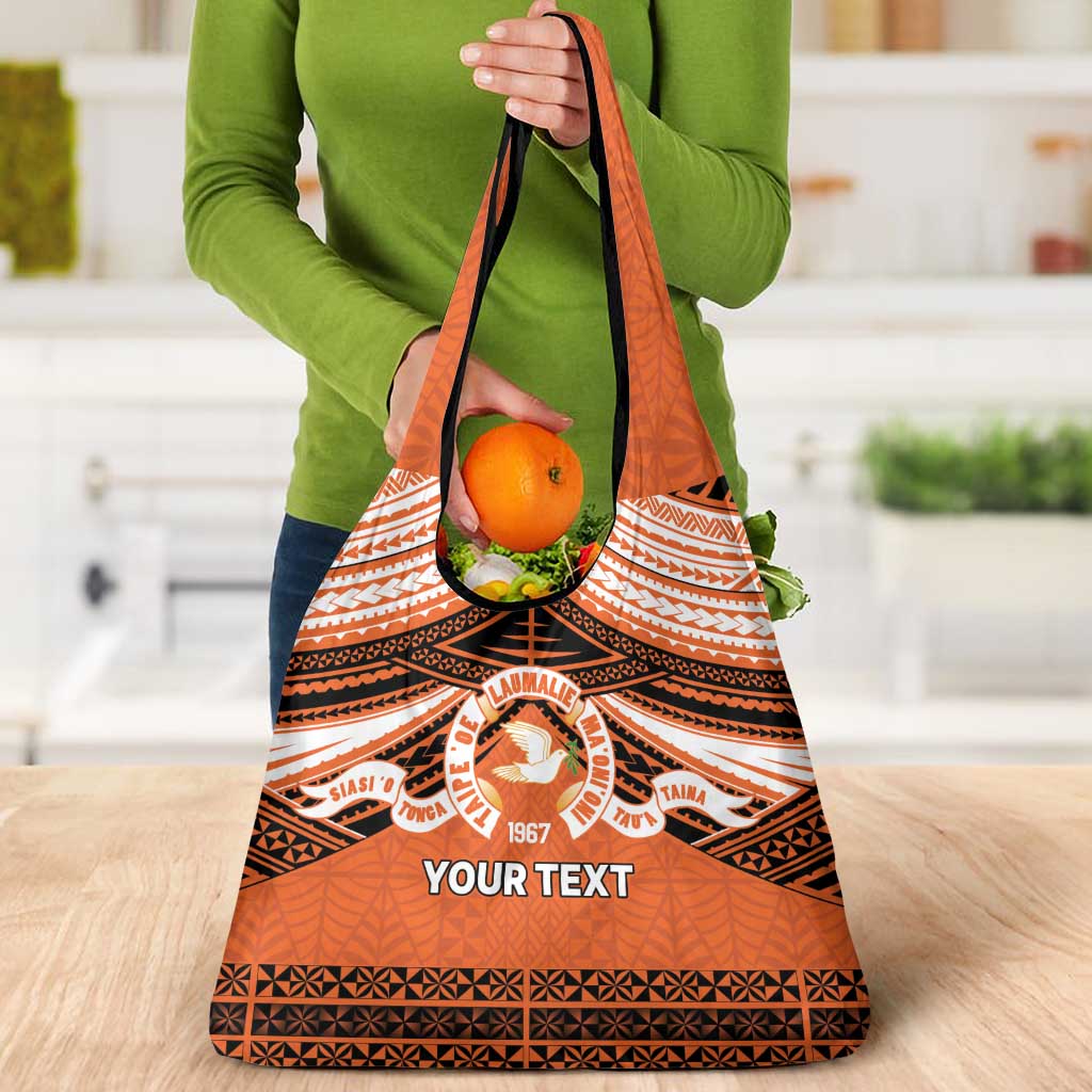 Personalised Tonga Tailulu College Grocery Bag Polynesian Ngatu Tribal