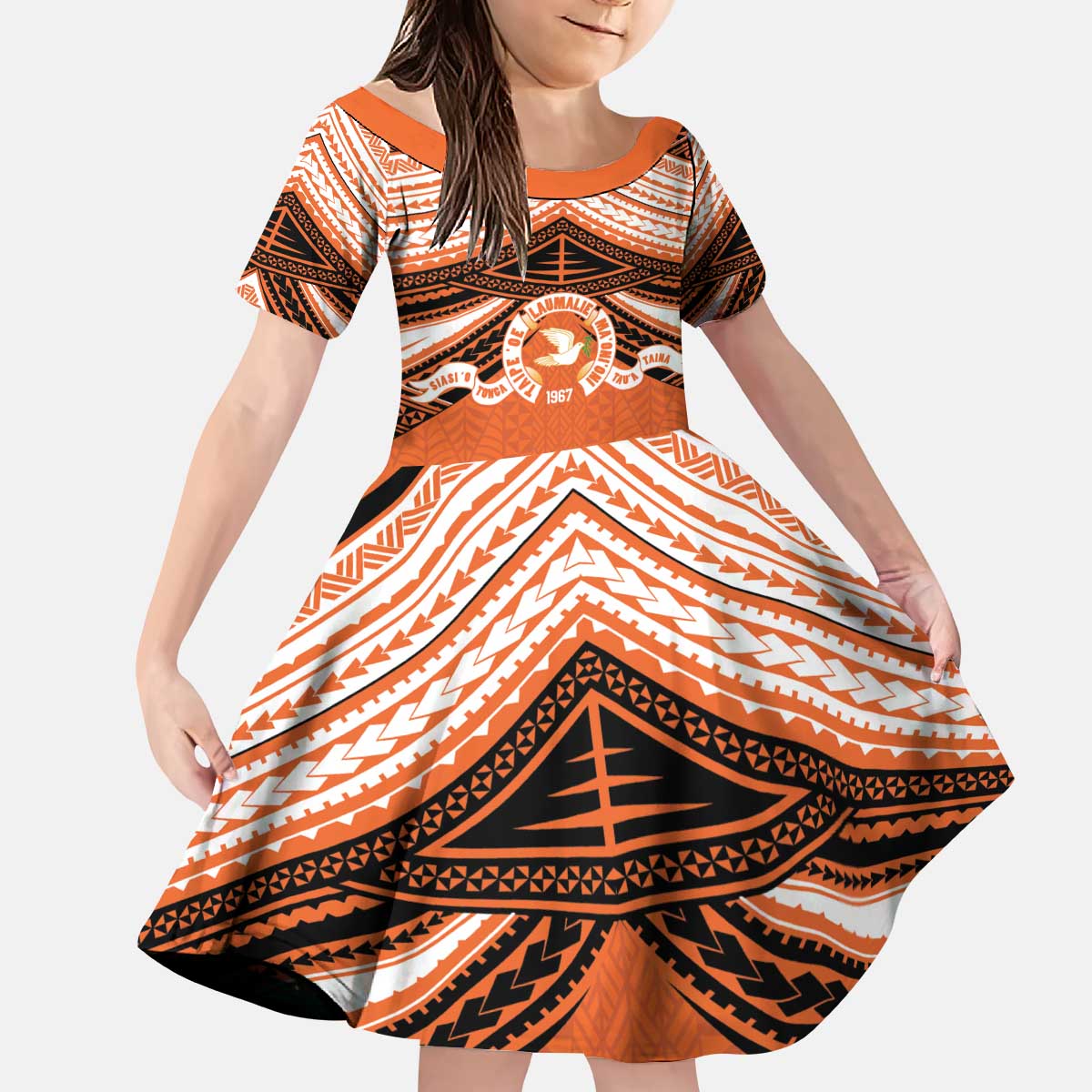 Personalised Tonga Tailulu College Kid Short Sleeve Dress Polynesian Ngatu Tribal