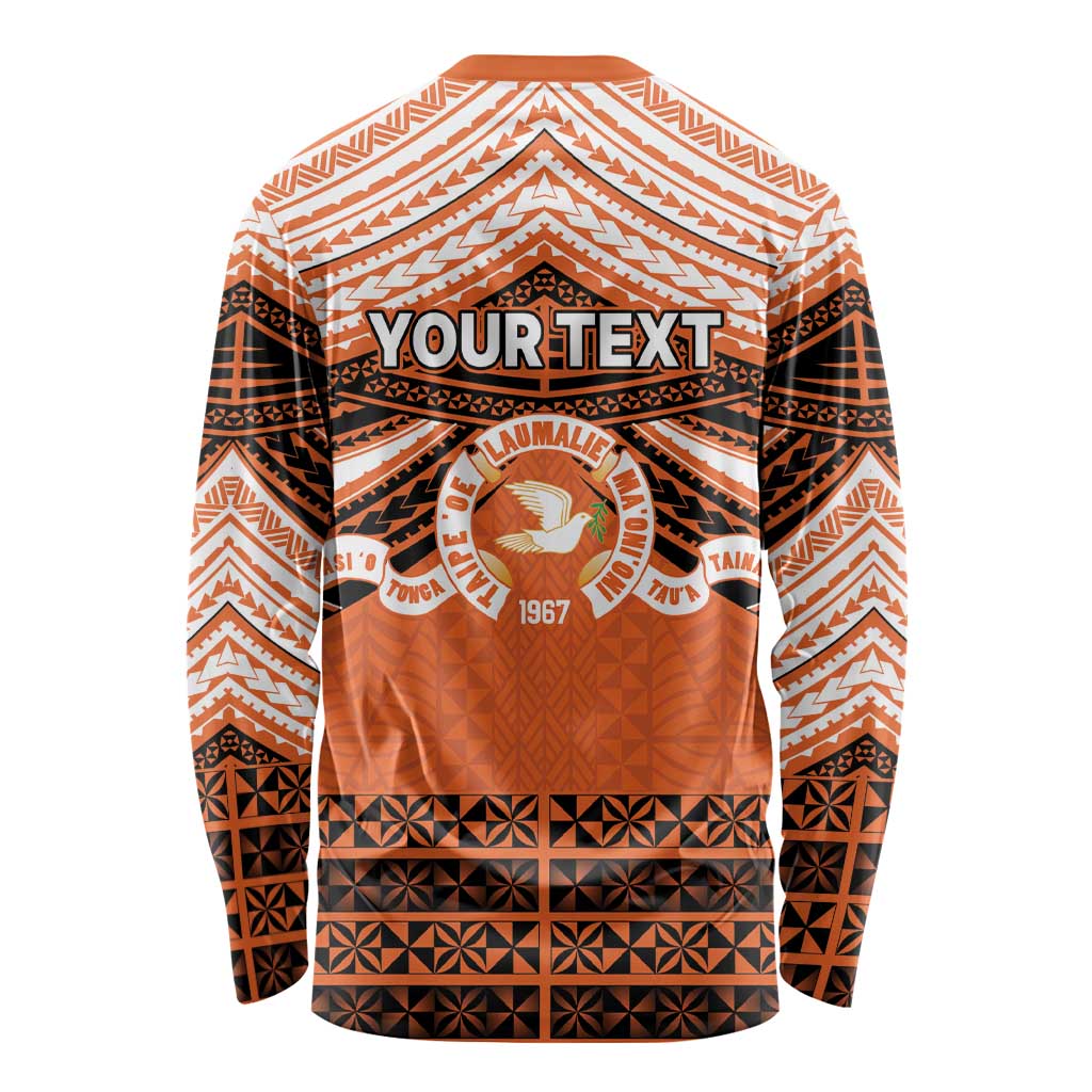 Personalised Tonga Tailulu College Long Sleeve Shirt Polynesian Ngatu Tribal