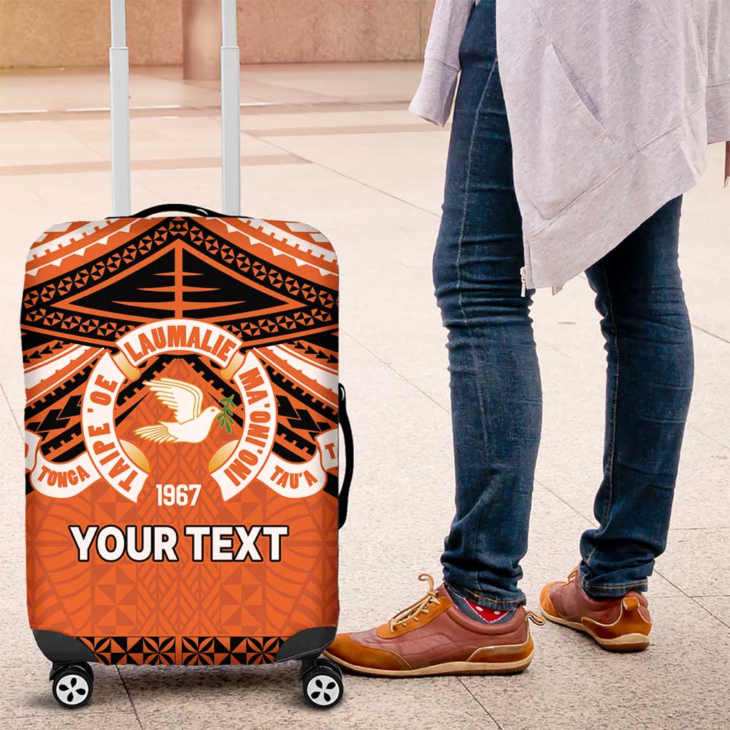 Personalised Tonga Tailulu College Luggage Cover Polynesian Ngatu Tribal