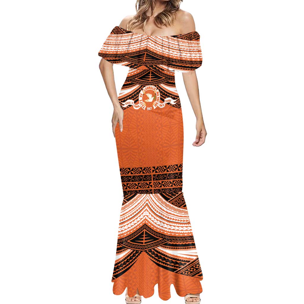 Personalised Tonga Tailulu College Mermaid Dress Polynesian Ngatu Tribal