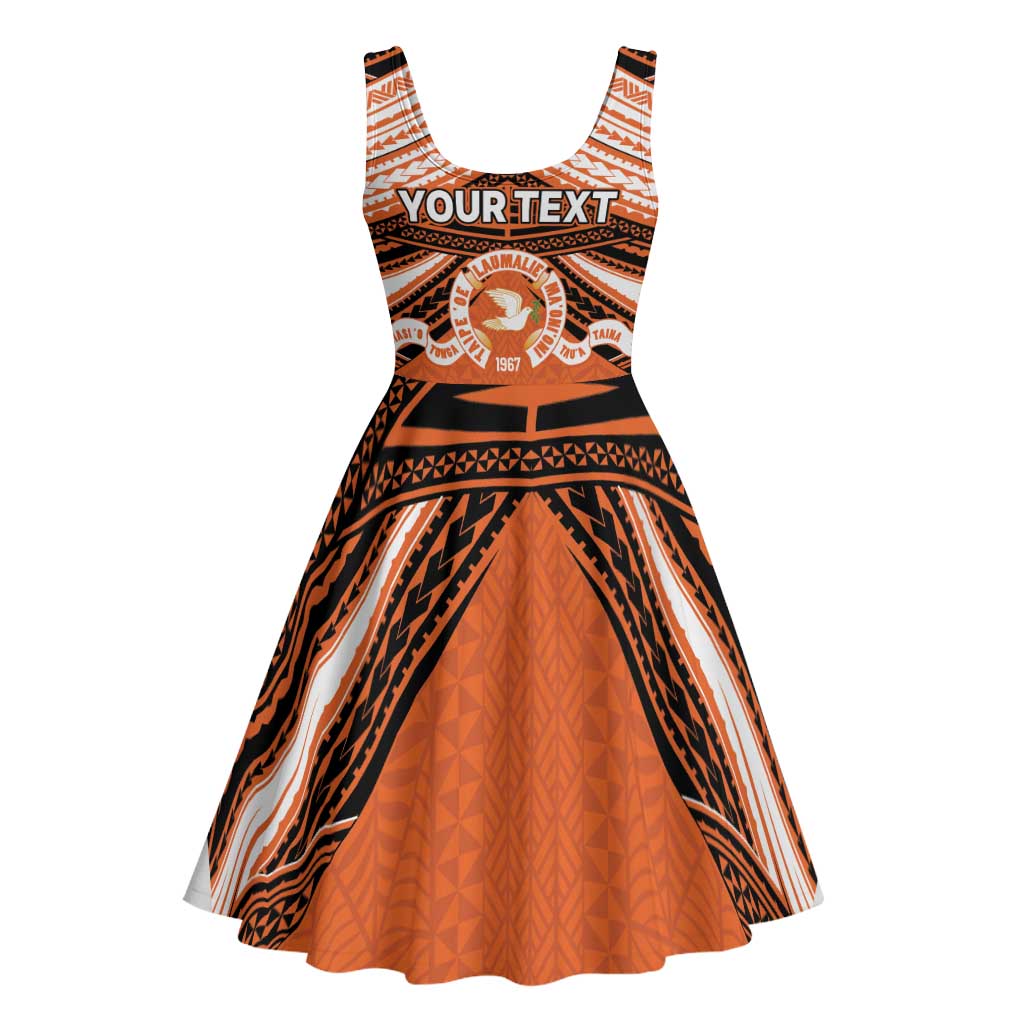 Personalised Tonga Tailulu College Midi Dress Polynesian Ngatu Tribal - Polynesian Pride