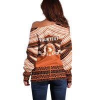 Personalised Tonga Tailulu College Off Shoulder Sweater Polynesian Ngatu Tribal
