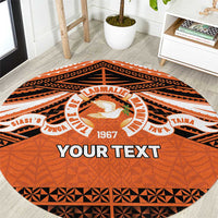 Personalised Tonga Tailulu College Round Carpet Polynesian Ngatu Tribal LT9 Orange - Polynesian Pride