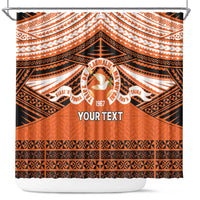 Personalised Tonga Tailulu College Shower Curtain Polynesian Ngatu Tribal LT9 Orange - Polynesian Pride