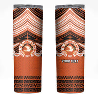 Personalised Tonga Tailulu College Skinny Tumbler Polynesian Ngatu Tribal