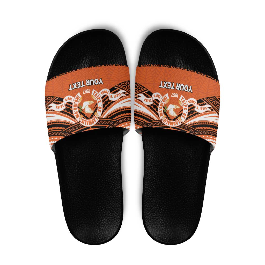 Personalised Tonga Tailulu College Slide Sandals Polynesian Ngatu Tribal - Polynesian Pride