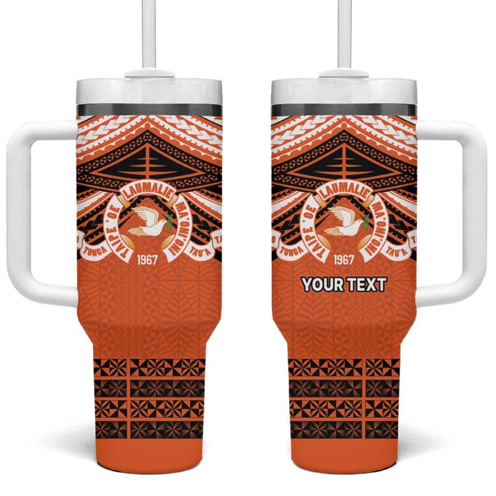 Personalised Tonga Tailulu College Tumbler With Handle Polynesian Ngatu Tribal