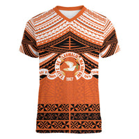 Personalised Tonga Tailulu College Women V-Neck T-Shirt Polynesian Ngatu Tribal