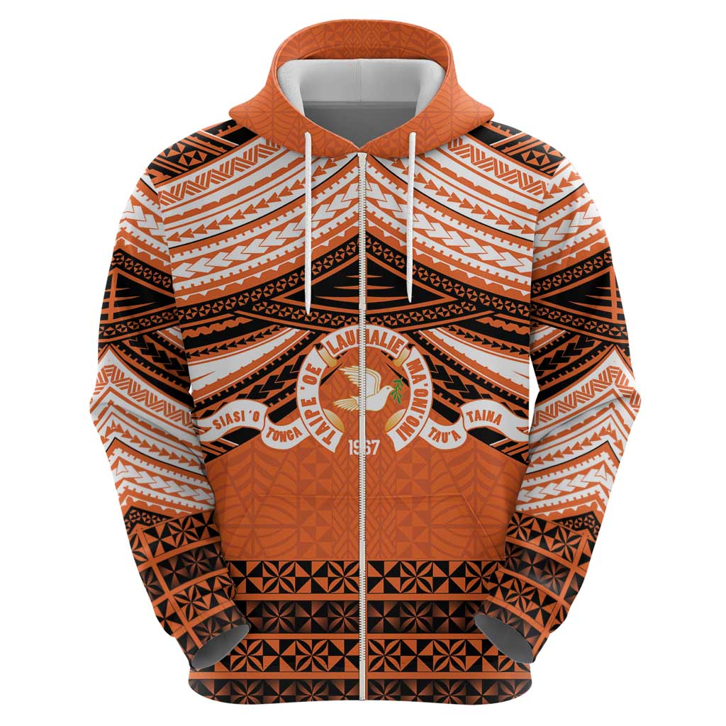 Personalised Tonga Tailulu College Zip Hoodie Polynesian Ngatu Tribal