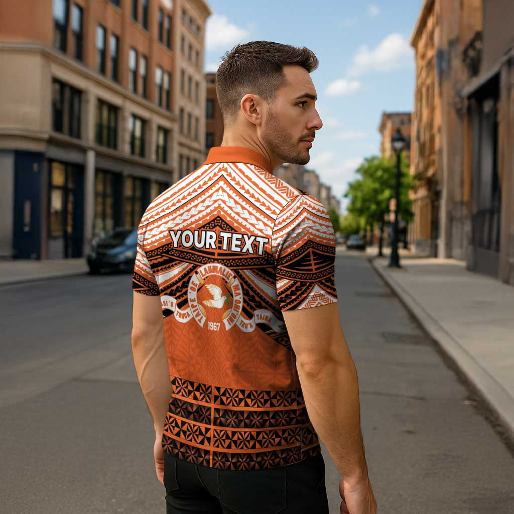 Personalised Tonga Tailulu College Zipper Polo Shirt Polynesian Ngatu Tribal - Polynesian Pride