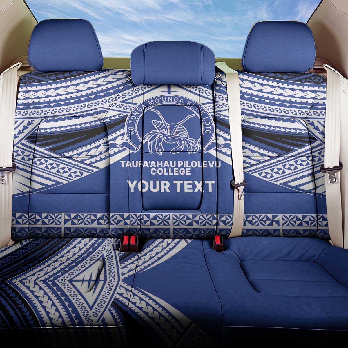 Personalised Tonga Taufa'ahau Pilolevu College Back Car Seat Cover Polynesian Ngatu Tribal