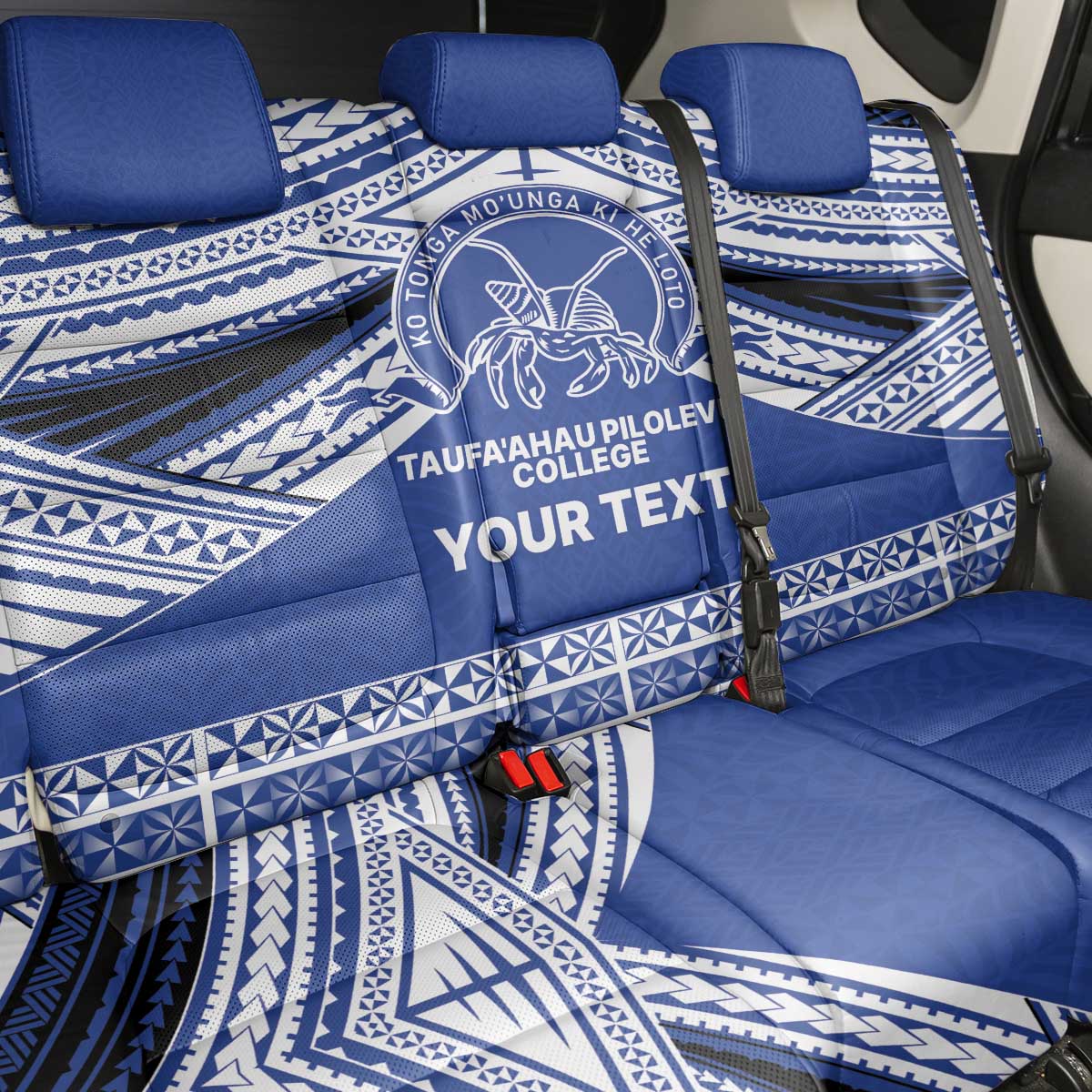Personalised Tonga Taufa'ahau Pilolevu College Back Car Seat Cover Polynesian Ngatu Tribal