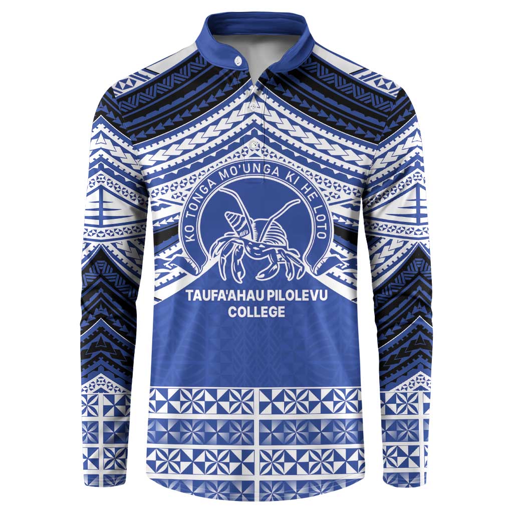 Personalised Tonga Taufa'ahau Pilolevu College Button Sweatshirt Polynesian Ngatu Tribal