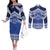 Personalised Tonga Taufa'ahau Pilolevu College Couples Matching Off The Shoulder Long Sleeve Dress and Long Sleeve Button Shirt Polynesian Ngatu Tribal