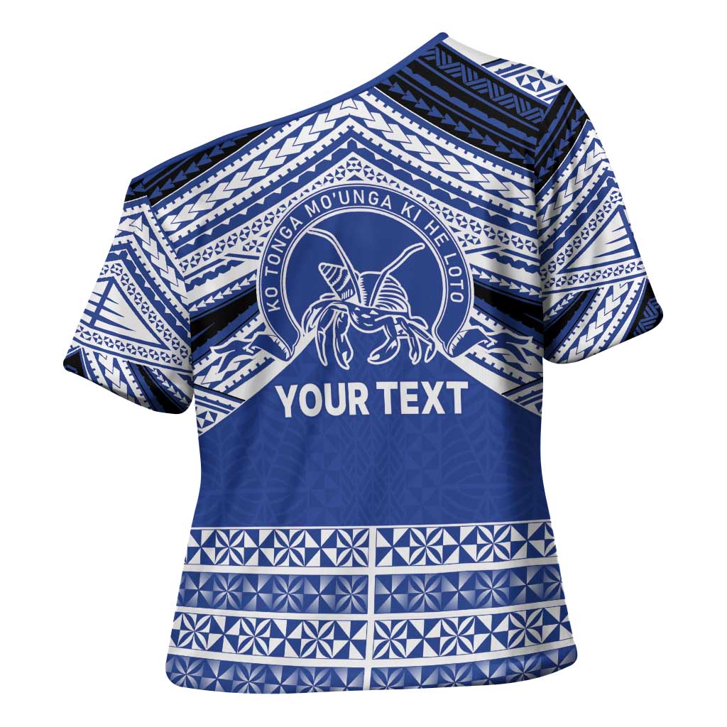 Personalised Tonga Taufa'ahau Pilolevu College Cross Shoulder Shirt Polynesian Ngatu Tribal - Polynesian Pride
