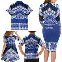 Personalised Tonga Taufa'ahau Pilolevu College Family Matching Long Sleeve Bodycon Dress and Hawaiian Shirt Polynesian Ngatu Tribal