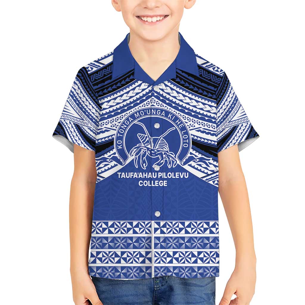 Personalised Tonga Taufa'ahau Pilolevu College Kid Hawaiian Shirt Polynesian Ngatu Tribal
