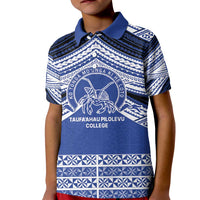 Personalised Tonga Taufa'ahau Pilolevu College Kid Polo Shirt Polynesian Ngatu Tribal LT9 Kid Blue - Polynesian Pride