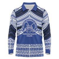 Personalised Tonga Taufa'ahau Pilolevu College Long Sleeve Polo Shirt Polynesian Ngatu Tribal