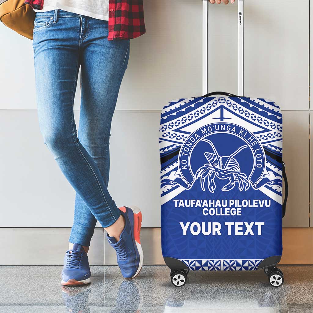 Personalised Tonga Taufa'ahau Pilolevu College Luggage Cover Polynesian Ngatu Tribal