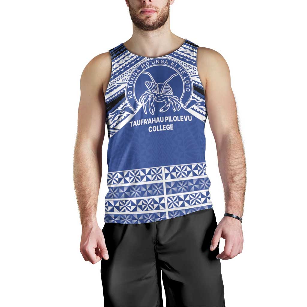 Personalised Tonga Taufa'ahau Pilolevu College Men Tank Top Polynesian Ngatu Tribal