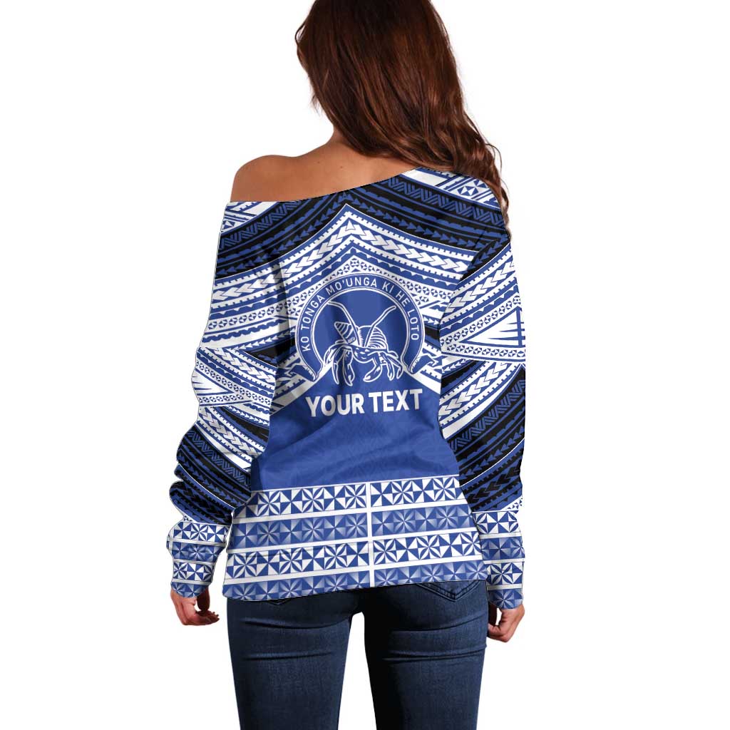 Personalised Tonga Taufa'ahau Pilolevu College Off Shoulder Sweater Polynesian Ngatu Tribal