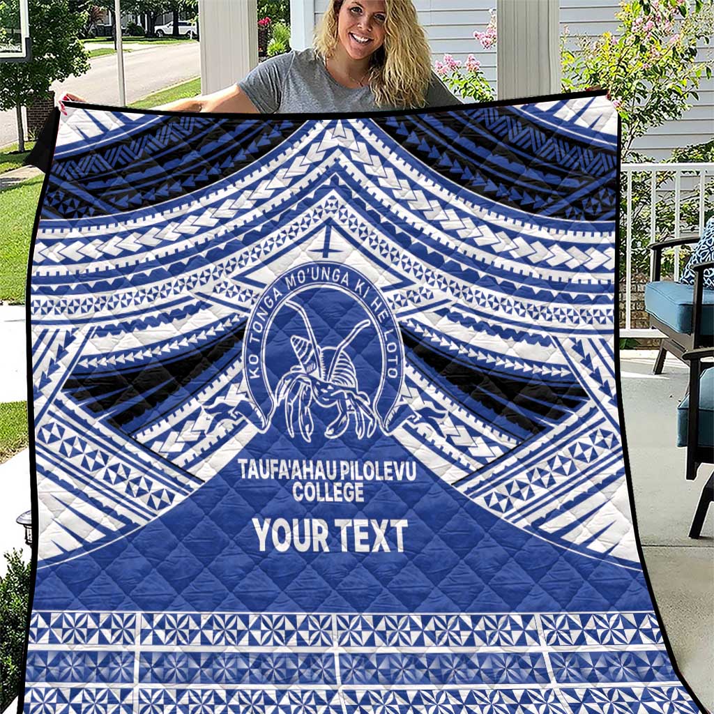Personalised Tonga Taufa'ahau Pilolevu College Quilt Polynesian Ngatu Tribal LT9 Blue - Polynesian Pride