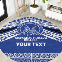 Personalised Tonga Taufa'ahau Pilolevu College Round Carpet Polynesian Ngatu Tribal LT9 Blue - Polynesian Pride