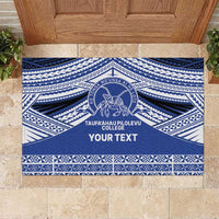 Personalised Tonga Taufa'ahau Pilolevu College Rubber Doormat Polynesian Ngatu Tribal LT9 Blue - Polynesian Pride