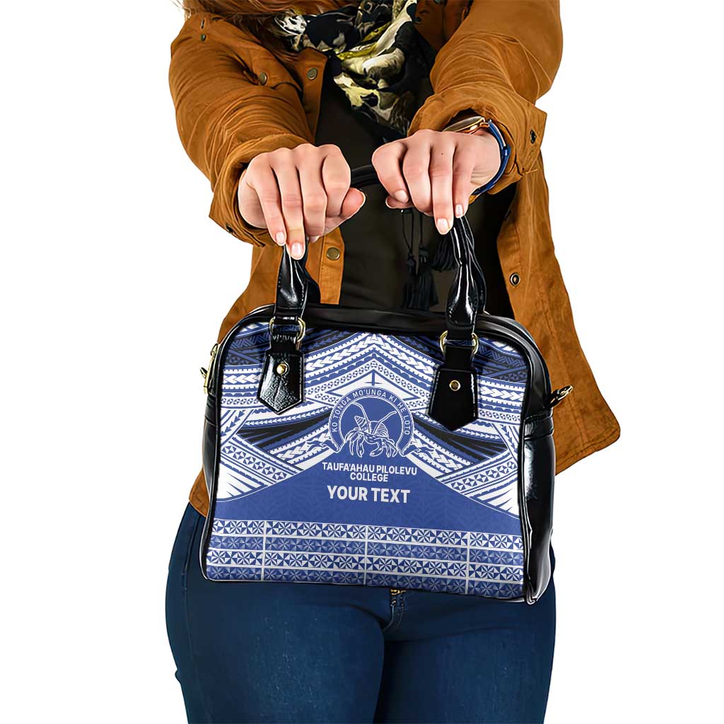 Personalised Tonga Taufa'ahau Pilolevu College Shoulder Handbag Polynesian Ngatu Tribal LT9 One Size Blue - Polynesian Pride