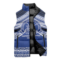 Personalised Tonga Taufa'ahau Pilolevu College Sleeveless Puffer Jacket Polynesian Ngatu Tribal - Polynesian Pride