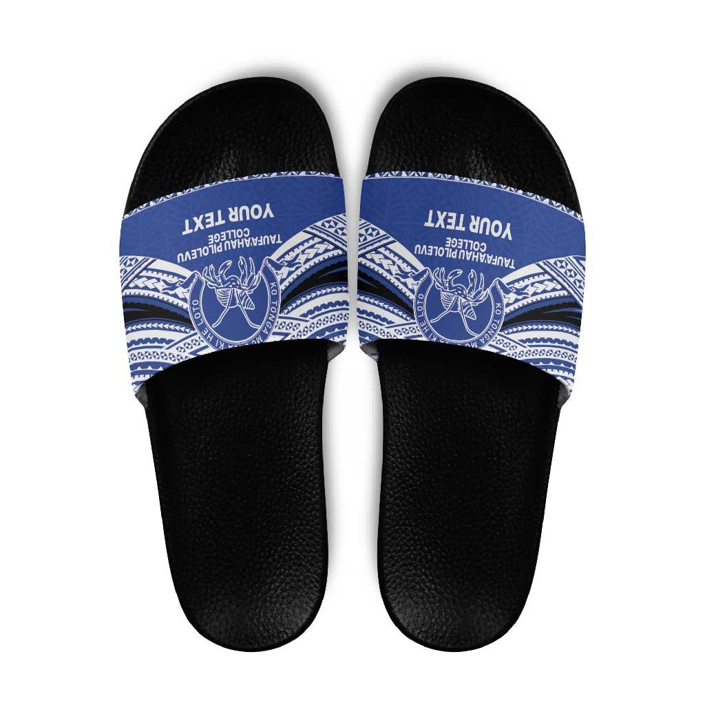 Personalised Tonga Taufa'ahau Pilolevu College Slide Sandals Polynesian Ngatu Tribal - Polynesian Pride
