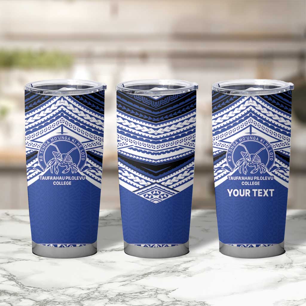 Personalised Tonga Taufa'ahau Pilolevu College Tumbler Cup Polynesian Ngatu Tribal