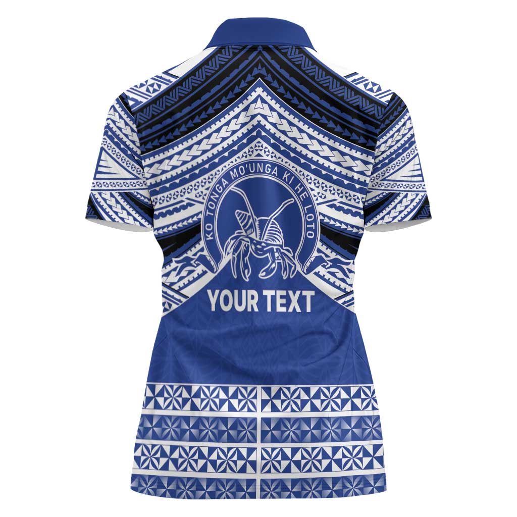 Personalised Tonga Taufa'ahau Pilolevu College Women Polo Shirt Polynesian Ngatu Tribal