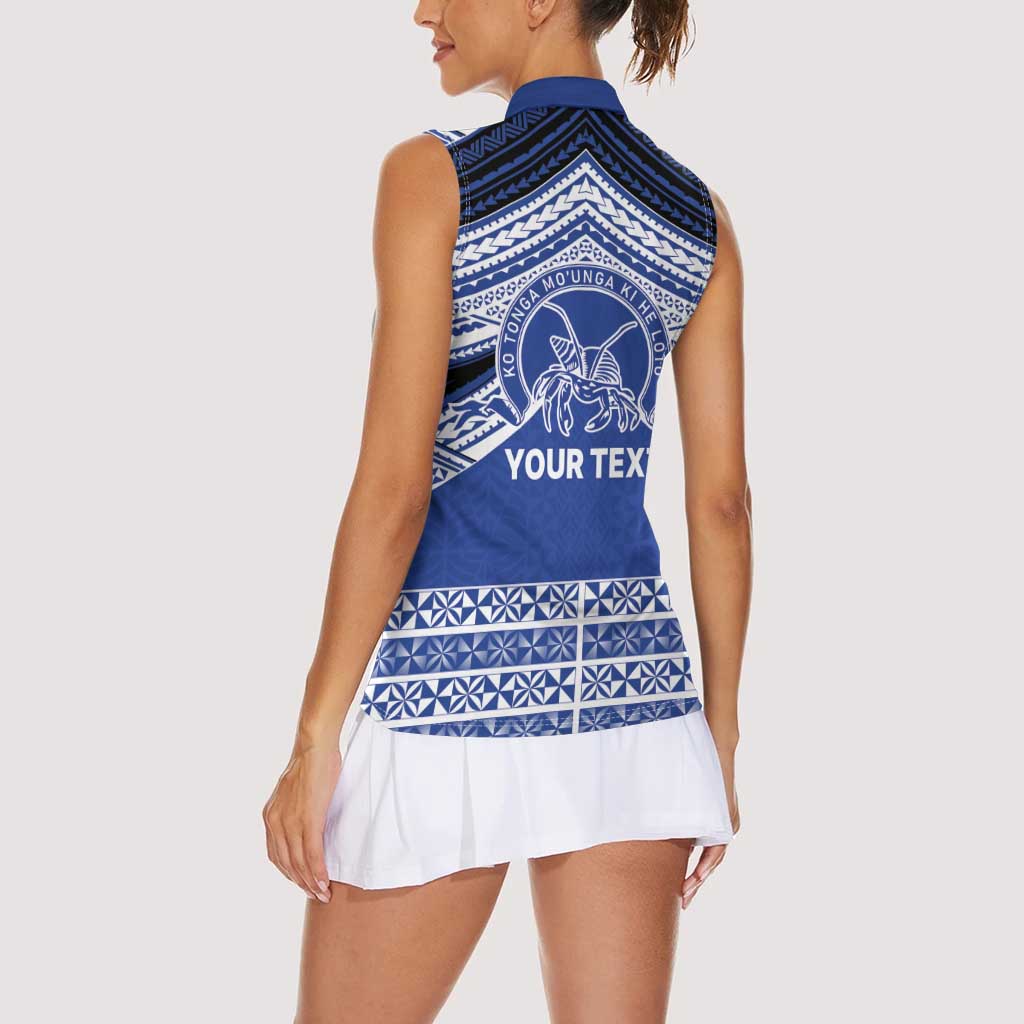 Personalised Tonga Taufa'ahau Pilolevu College Women Sleeveless Polo Shirt Polynesian Ngatu Tribal