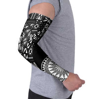 Black Tongan Ngatu Fonulei Pattern Arm Sleeves - Polynesian Pride