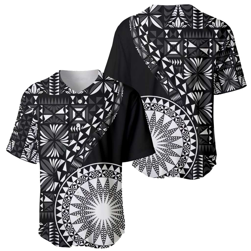 Black Tongan Ngatu Fonulei Pattern Baseball Jersey