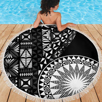 Black Tongan Ngatu Fonulei Pattern Beach Blanket