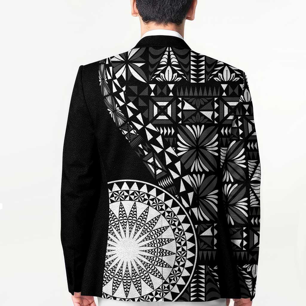 Black Tongan Ngatu Fonulei Pattern Blazer - Polynesian Pride