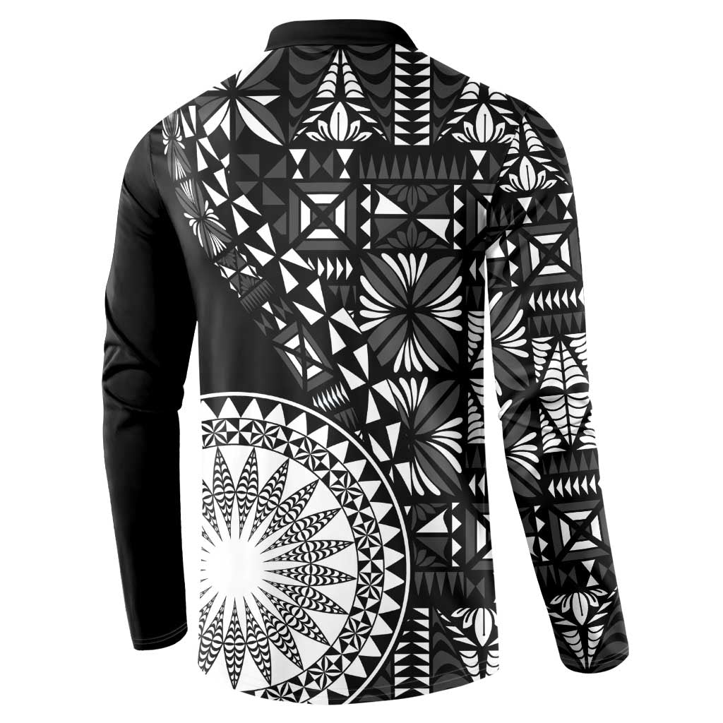Black Tongan Ngatu Fonulei Pattern Button Sweatshirt