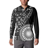 Black Tongan Ngatu Fonulei Pattern Button Sweatshirt