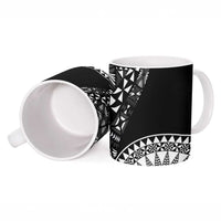 Black Tongan Ngatu Fonulei Pattern Ceramic Mug - Polynesian Pride