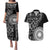 Black Tongan Ngatu Fonulei Pattern Couples Matching Puletasi and Hawaiian Shirt