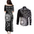 Black Tongan Ngatu Fonulei Pattern Couples Matching Puletasi and Long Sleeve Button Shirt